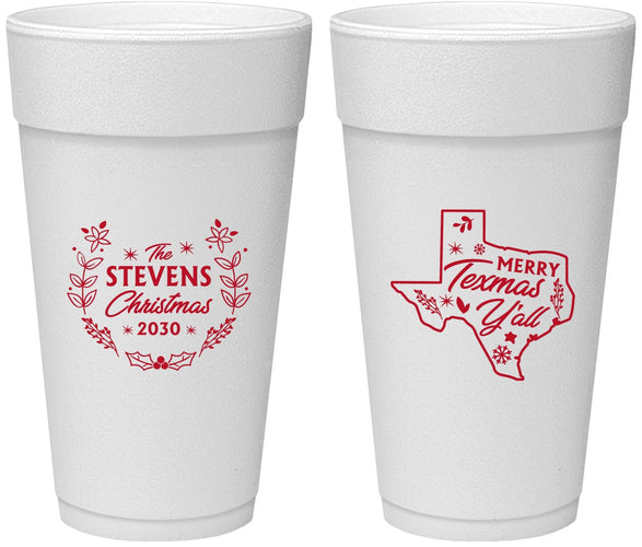 Personalized Christmas 24 oz Foam Cups - Texmas Yall | 280074