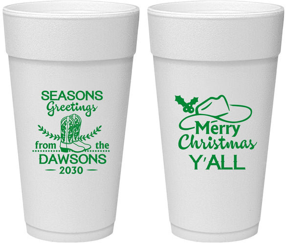 Personalized Christmas 24 oz Foam Cups - Texas | 280077