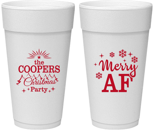 Personalized Christmas 24 oz Foam Cups - Merry Af | 280078