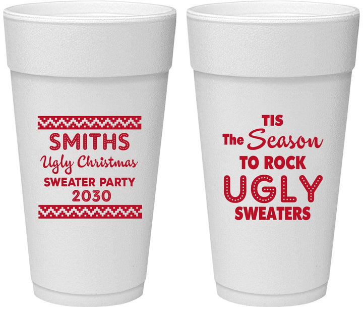 Personalized Christmas 24 oz Foam Cups - Ugly Sweater | 280080