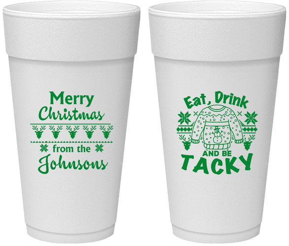 Personalized Christmas 24 oz Foam Cups - Eat Drink Tacky | 280081