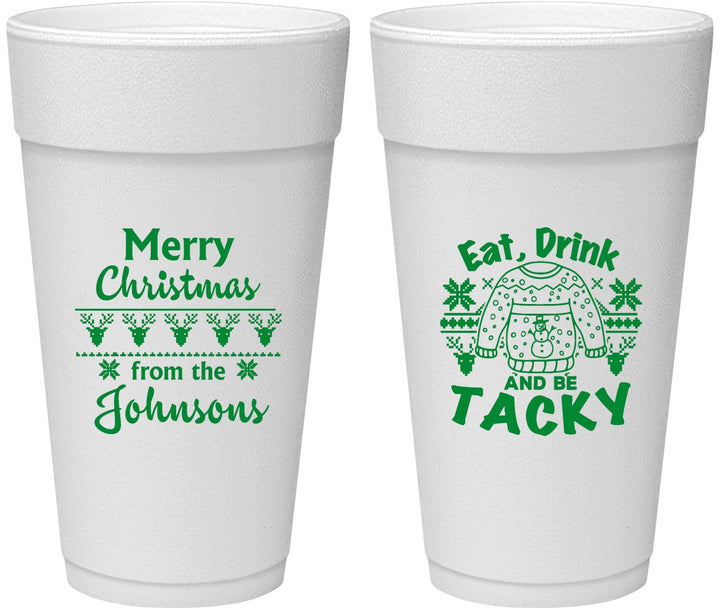 Personalized Christmas 24 oz Foam Cups - Eat Drink Tacky | 280081