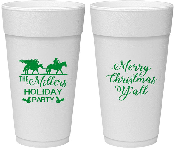 Personalized Christmas 24 oz Foam Cups - Country | 280087