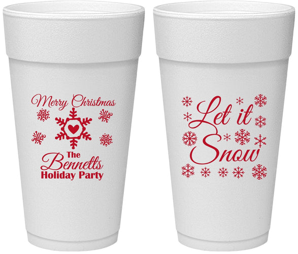 Personalized Christmas 24 oz Foam Cups - Let Is Snow | 280088