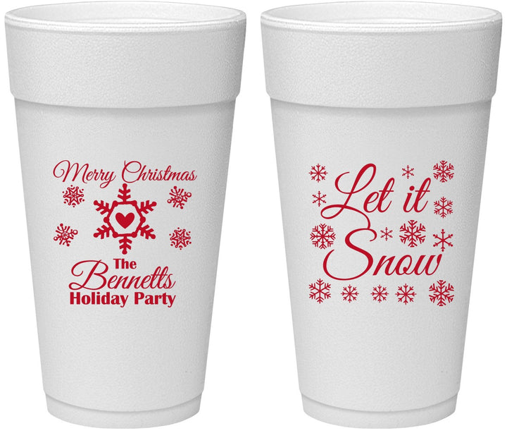 Personalized Christmas 24 oz Foam Cups - Let Is Snow | 280088