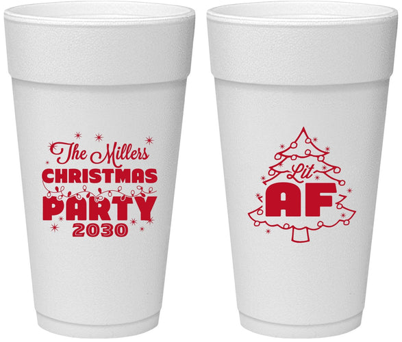 Personalized Christmas 24 oz Foam Cups - Lit Af | 280090