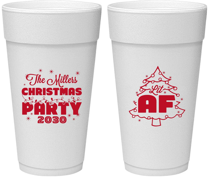 Personalized Christmas 24 oz Foam Cups - Lit Af | 280090