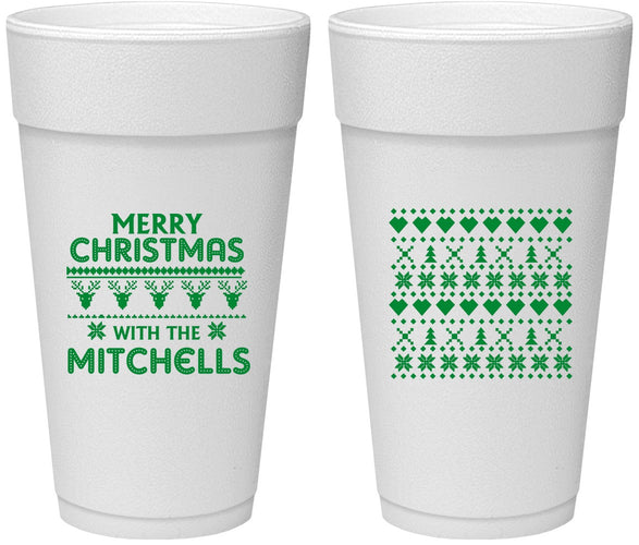 Personalized Christmas 24 oz Foam Cups - Ugly Sweater | 280091