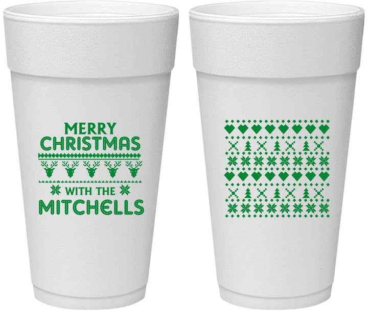 Personalized Christmas 24 oz Foam Cups - Ugly Sweater | 280091