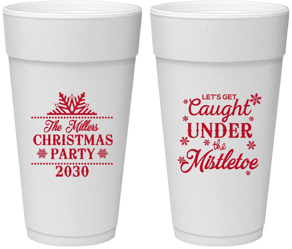 Personalized Christmas 24 oz Foam Cups - Mistletoe | 280092