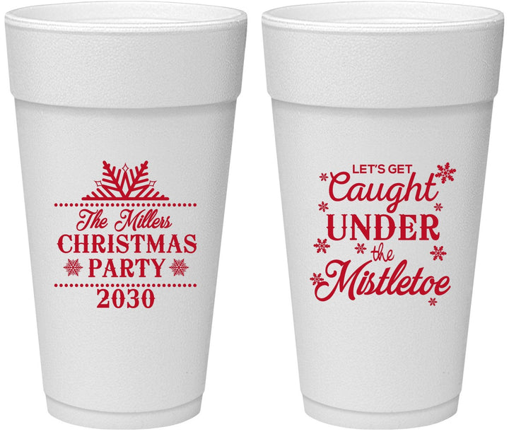 Personalized Christmas 24 oz Foam Cups - Mistletoe | 280092