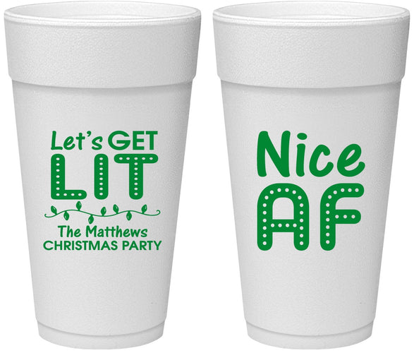 Personalized Christmas 24 oz Foam Cups - Nice Af | 280093