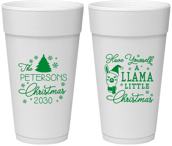 Personalized Christmas 24 oz Foam Cups - Llama | 280095