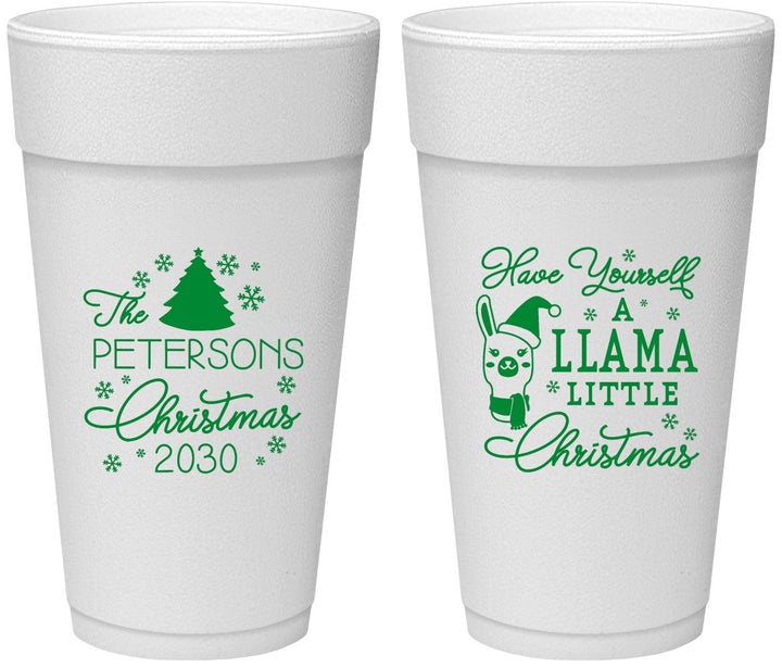 Personalized Christmas 24 oz Foam Cups - Llama | 280095