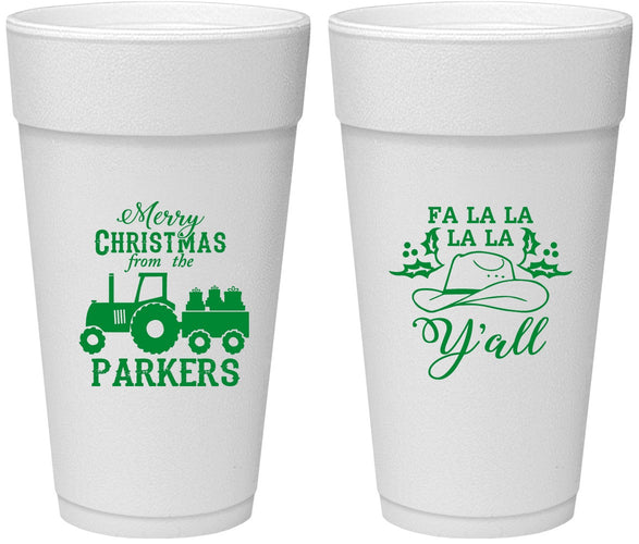 Personalized Christmas 24 oz Foam Cups - Country | 280097