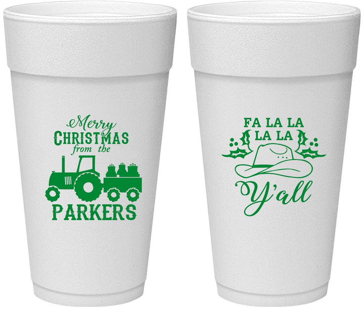 Personalized Christmas 24 oz Foam Cups - Country | 280097
