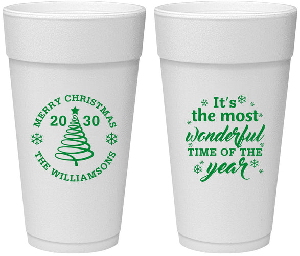 Personalized Christmas 24 oz Foam Cups - Wonderful Time For A Beer | 280099