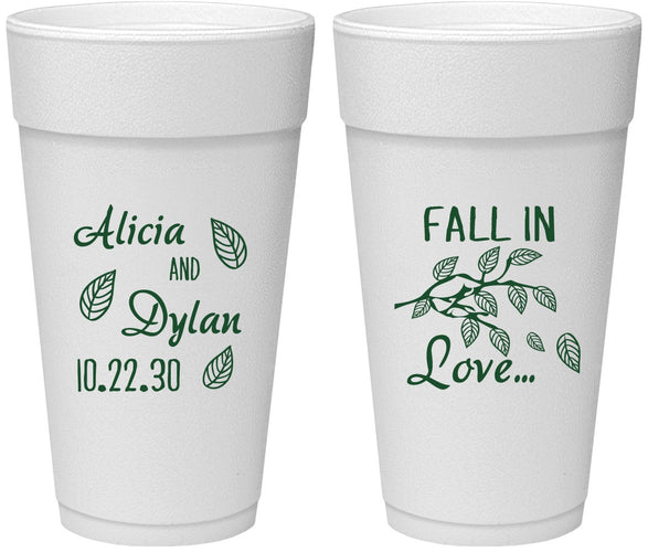 Personalized Wedding 24 oz Foam Cups - Fall In Love | 283