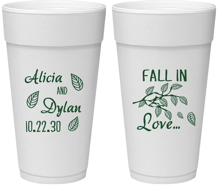 Personalized Wedding 24 oz Foam Cups - Fall In Love | 283