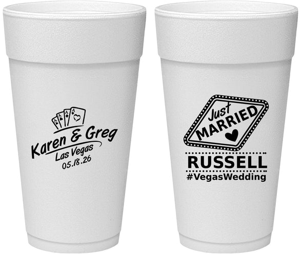 Personalized Wedding 24 oz Foam Cups - Las Vegas | 285