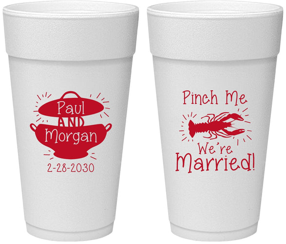 Personalized Wedding 24 oz Foam Cups - Crawfish Boil | 288