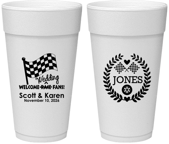 Personalized Wedding 24 oz Foam Cups - Racing | 289