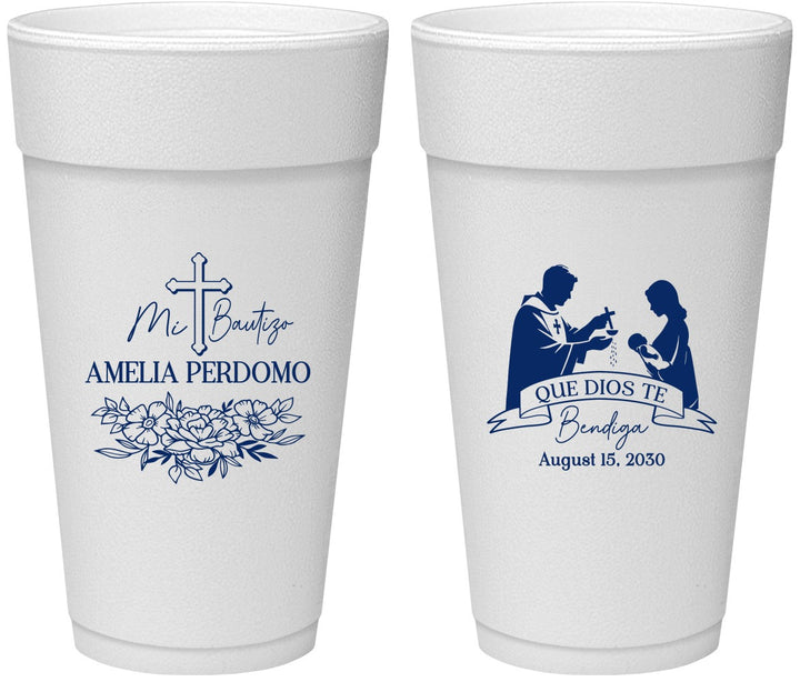 Personalized Baptism 24 oz Foam Cups - Mi Bautizo | 290001