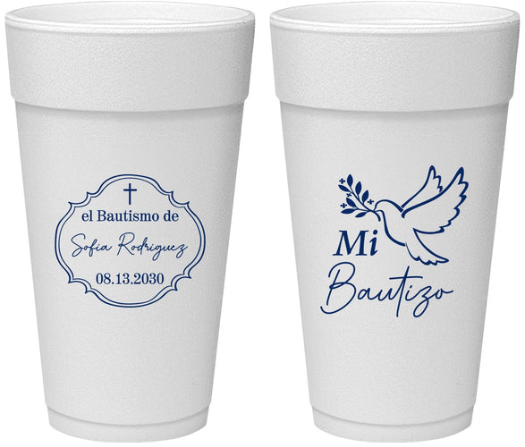 Personalized Baptism 24 oz Foam Cups - Mi Bautizo | 290002
