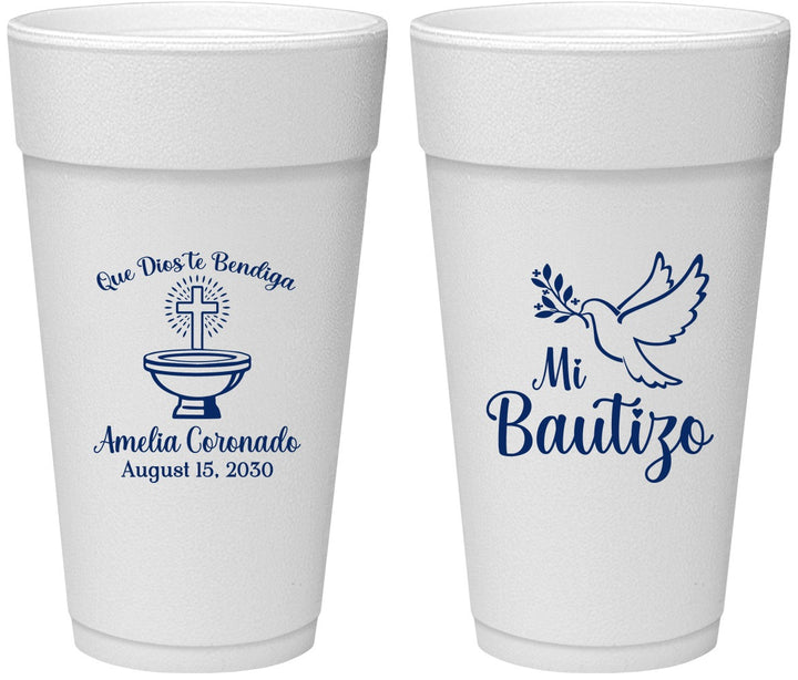 Personalized Baptism 24 oz Foam Cups - Mi Bautizo | 290003
