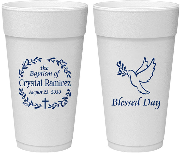 Personalized Baptism 24 oz Foam Cups - Blessed Day | 290006