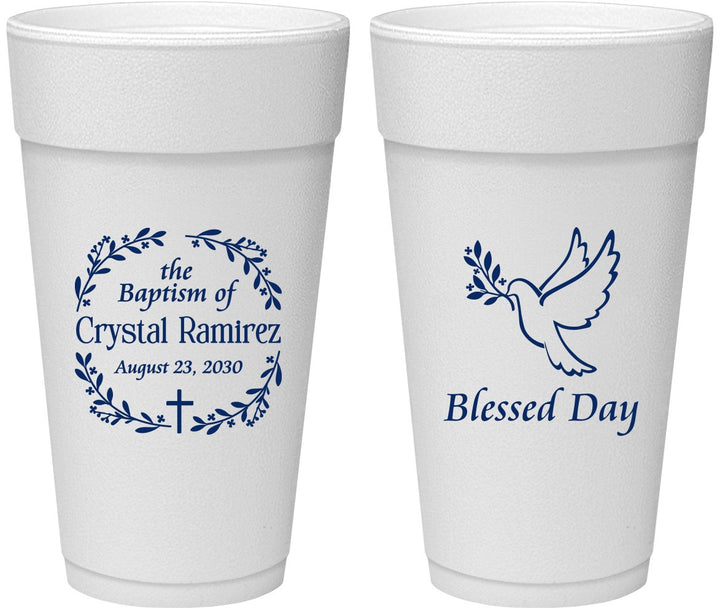 Personalized Baptism 24 oz Foam Cups - Blessed Day | 290006