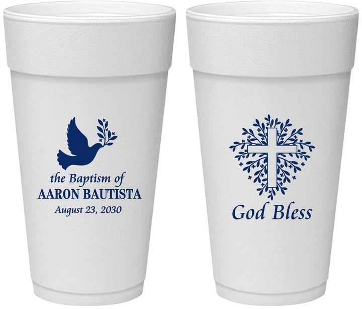 Personalized Baptism 24 oz Foam Cups - God Bless | 290007