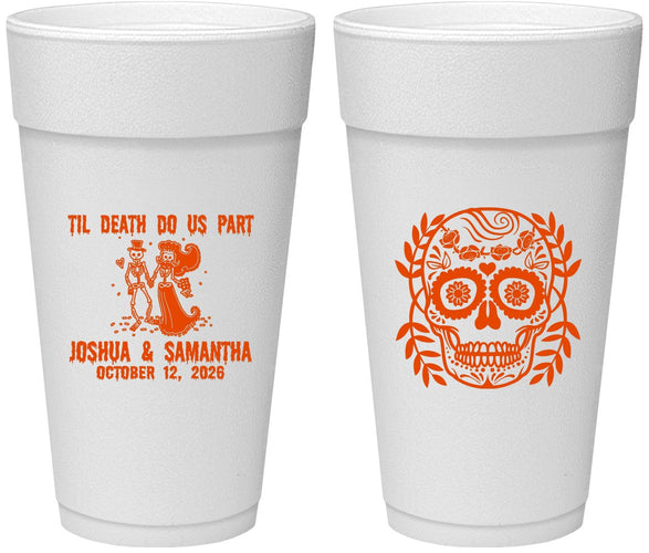 Personalized Wedding 24 oz Foam Cups - Til Death Do Us Part | 297