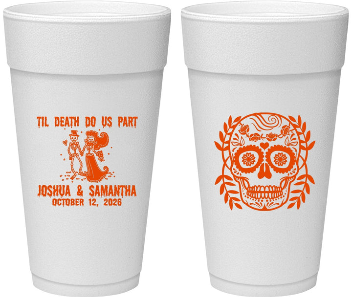 Personalized Wedding 24 oz Foam Cups - Til Death Do Us Part | 297