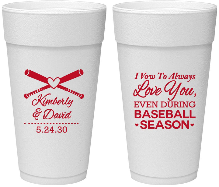Personalized Wedding 24 oz Foam Cups - Baseball | 301