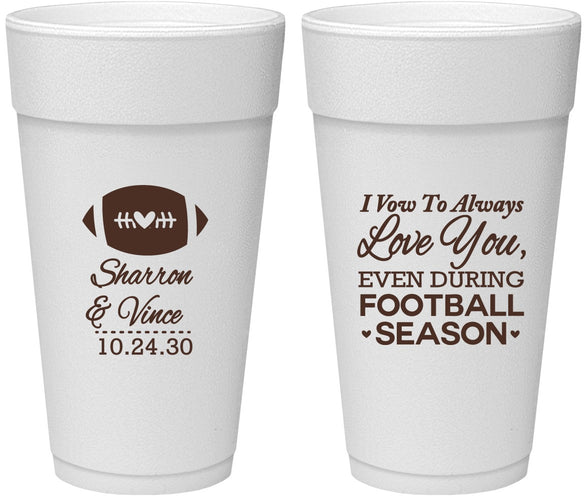 Personalized Wedding 24 oz Foam Cups - Football | 302