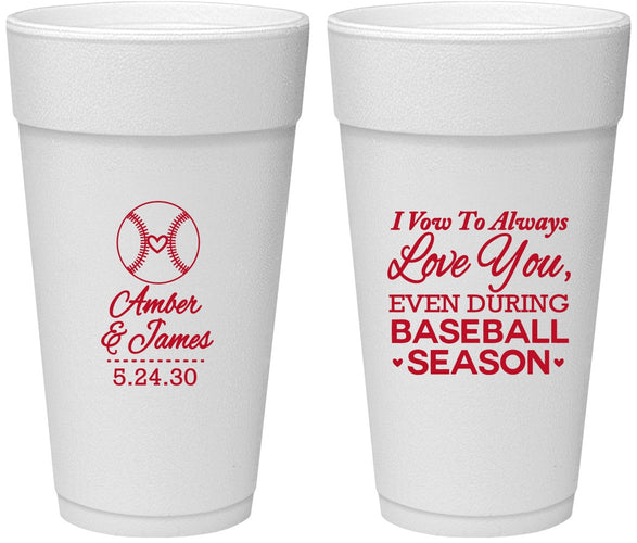 Personalized Wedding 24 oz Foam Cups - Baseball | 303
