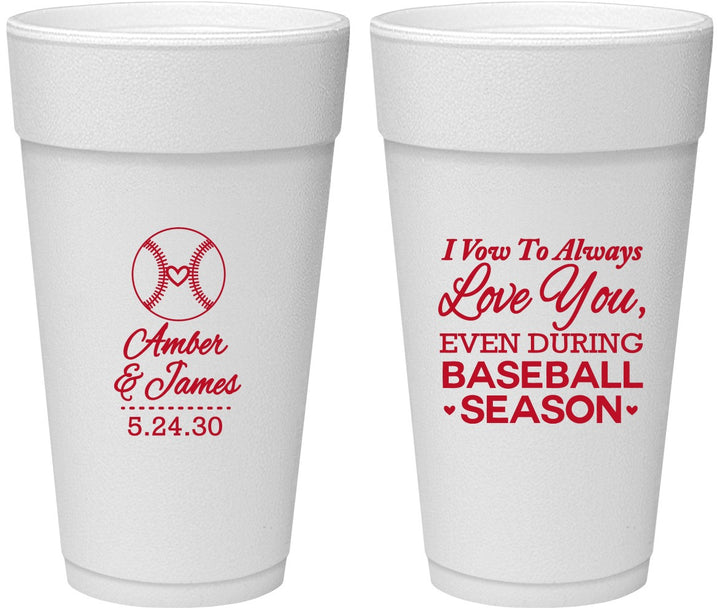Personalized Wedding 24 oz Foam Cups - Baseball | 303