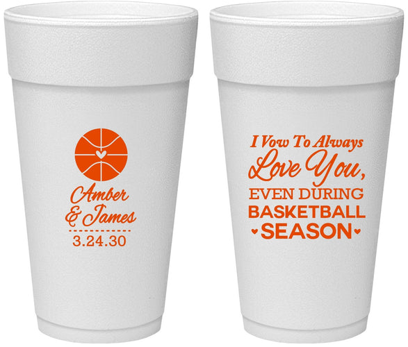 Personalized Wedding 24 oz Foam Cups - Basketball | 304