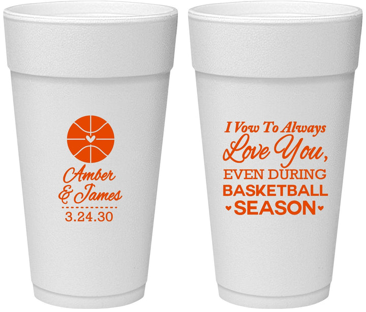 Personalized Wedding 24 oz Foam Cups - Basketball | 304