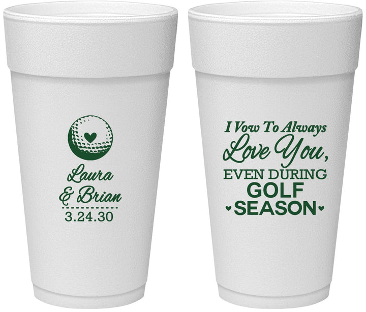 Personalized Wedding 24 oz Foam Cups - Golf | 305