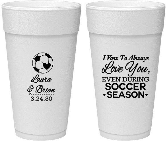 Personalized Wedding 24 oz Foam Cups - Soccer | 307