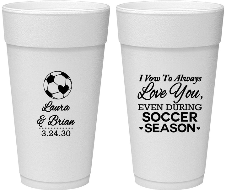 Personalized Wedding 24 oz Foam Cups - Soccer | 307
