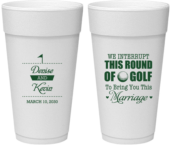 Personalized Wedding 24 oz Foam Cups - We Interrupt Golf | 309