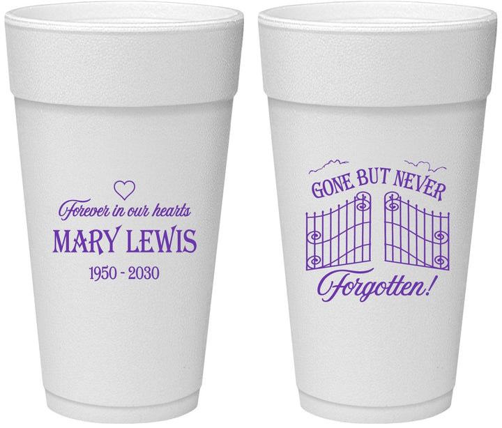 Personalized Memorial 24 oz Foam Cups - Gone But Never Forgotten | 310001