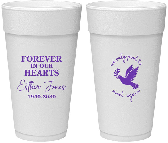Personalized Memorial 24 oz Foam Cups - Forever In Our Hearts | 310003