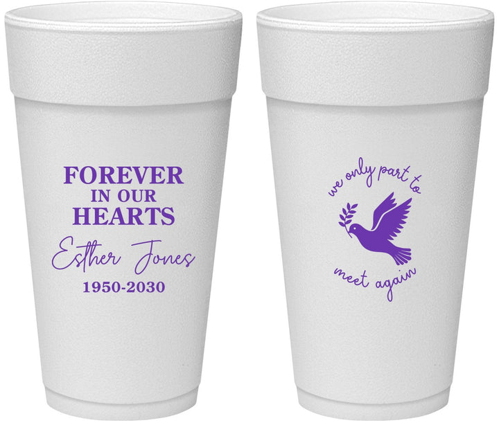 Personalized Memorial 24 oz Foam Cups - Forever In Our Hearts | 310003