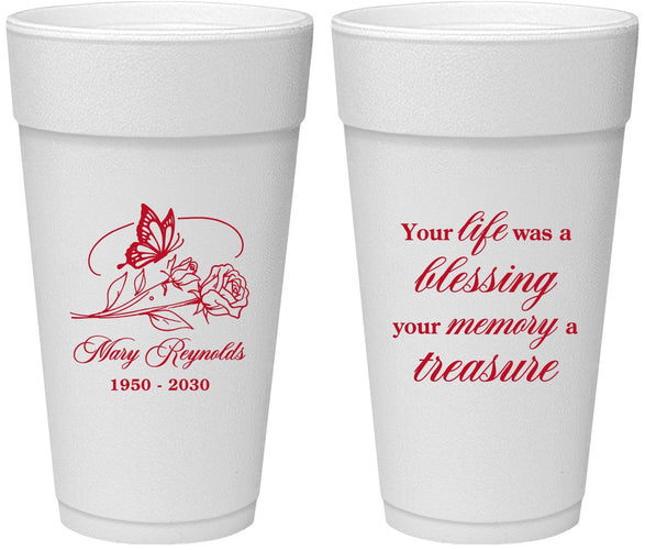 Personalized Memorial 24 oz Foam Cups - Life Blessing Memory | 310005