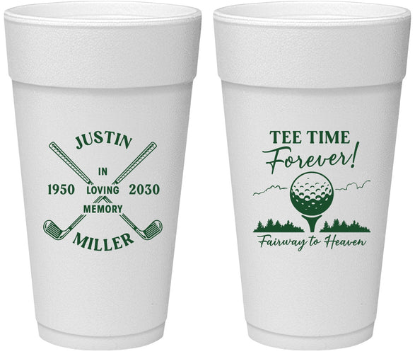 Personalized Memorial 24 oz Foam Cups - Fairway To Heavens | 310007