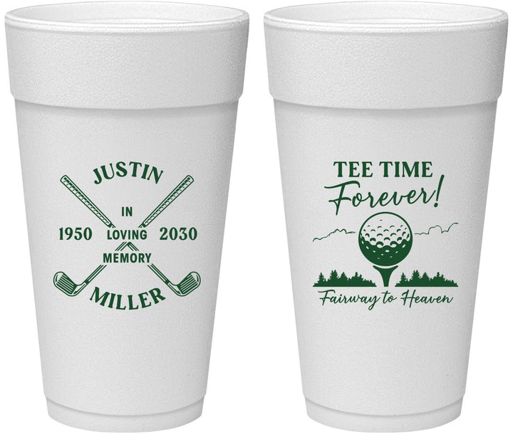 Personalized Memorial 24 oz Foam Cups - Fairway To Heavens | 310007